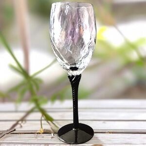 1 Vintage Amethyst‎ Glass Twist Stem Wine Glass Optic Spiral Panel Hand Blown